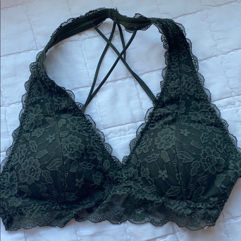olive green hollister bralette